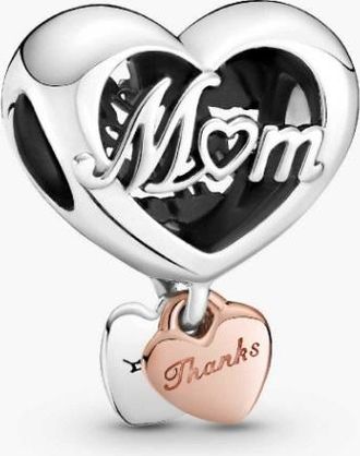 Pandora Mum And Heart Sterling Silver And Rose Charm