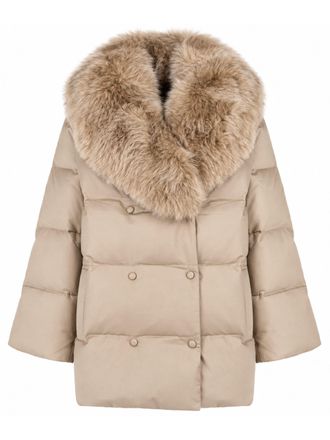 Yves Salomon Weather-Resistant Down Coat with Detachable Fox Fur Collar