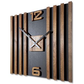 OEM Reloj De Pared De Madera Lamele Sq 60cm Marr&oacute;n