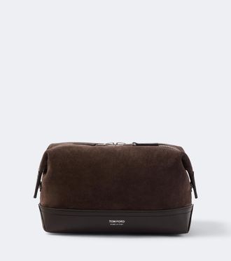 Tom Ford Leather-trimmed suede toiletry bag