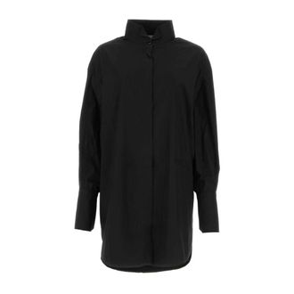 Patou Shirt Dresses, female, Black, XS, Logo-Embroidered Long-Sleeved Shirt Dress
