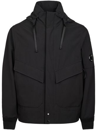 C.P. Company Matte Black Hooded Jacket with Distinctive Lens Detail