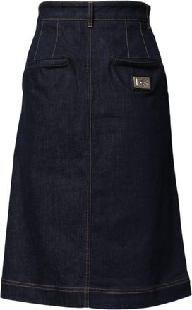 Dolce & Gabbana Dark Blue Cotton A-line Denim Midi Womens Skirt