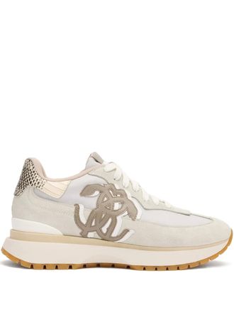 Roberto Cavalli leather-panelled sneakers - women - Bos Taurus/Bos Taurus/Elastodiene - 41 - White
