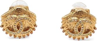 Chanel 2023 CC vergulde oorclips met stras - Goud