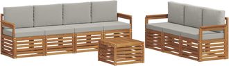 vidaXL Juegos De Sof&aacute;s 8 Uds. Natural Y Gris Claro Vidaxl