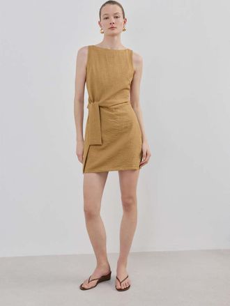 Mango Abito corto fiocco marrone medio - Donna - XXS - MANGO