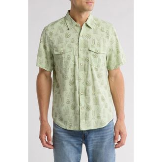 Lucky Brand Short Sleeve Western Work Shirt in Green Print at Nordstrom Rack, Size Small