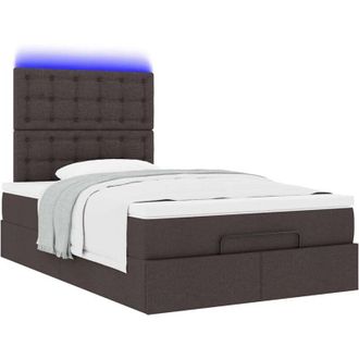 vidaXL Estructura De Cama Otomana Colch&oacute;n Tela Marr&oacute;n Oscuro 120x190cm Vidaxl