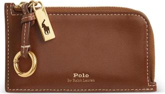 Polo Ralph Lauren Accessoires, Dames, Bruin, ONE Size, Leer, ID Leder Ritssluiting Kaarthouder