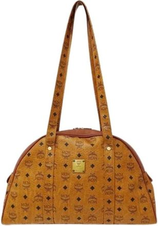 MCM Pre-owned Shoulder Bags, female, Brown, Size: ONE SIZE Pre-owned Canvas shoulder-bags