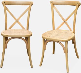 Sweeek Sweeek - Silla De Bistr&oacute; Vintage De Madera, Set De 2, Belleville, Natural, 48.5x53.5x88.5 Cm