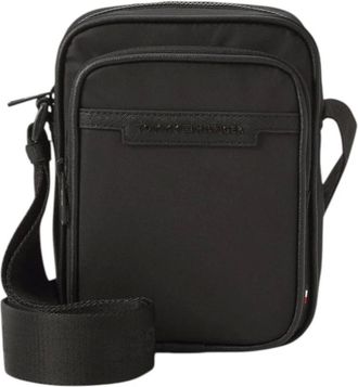Tommy Hilfiger Tassen, Heren, Zwart, ONE Size, Polyester, Zwarte schoudertas met meerdere zakken