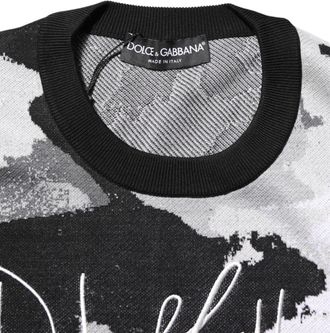 Dolce & Gabbana Multicolor Silk Camouflage Pullover Mens Sweater