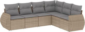 vidaXL Vidaxl - Juego De Sof&aacute;s Jard&iacute;n Con Cojines 6 Pzas Rat&aacute;n Sint&eacute;tico Beige