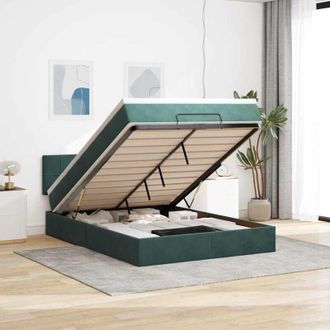 vidaXL Estructura Cama Otomana Colch&oacute;n Terciopelo Verde Oscuro Vidaxl