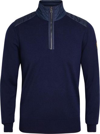 Belstaff Kilmington Quater zip Knit Wool-blend Jumper - Navy - XL