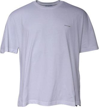 Balenciaga Logo Katoenen T-shirt met Ronde Hals - Heren - T-shirts - Wit - XS - Katoen - Tops
