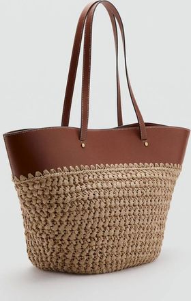 Mango Grande capazo in fibra naturale marrone medio - Donna - Taglia unica - MANGO