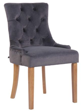 Clp Silla con patas de madera y asiento en Terciopelo Gris oscuro