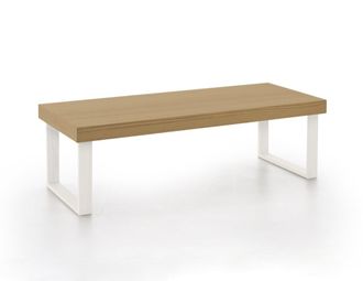 HOGAR 24 Mesa de centro de madera maciza natural color encerado y blanco