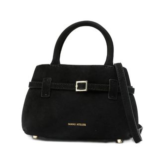Manu Atelier Handbags, female, Black, ONE SIZE, Black Suede Top Handle Bag