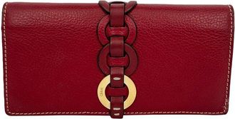 Chlo&eacute; Burgundy Leather Darryl Ring-Detail Wallet (Authentic Pre-Loved)