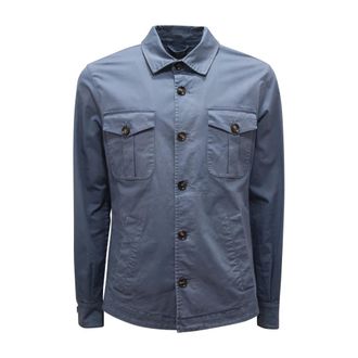 Mazzarelli Trani Overjacket Shirt Jas - Heren - Zomerjassen - Blauw - S - Katoen - Jassen
