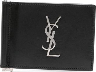 Saint Laurent Cassandre bi-fold leather wallet - men - Calf Leather - One Size - Black