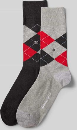 Burlington Socken mit Label-Applikation Modell Everyday Argyle im 2er-Pack in Gruen, Größe 40-46