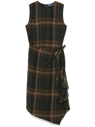Polo Ralph Lauren plaid-check midi dress - women - Wool/Polyamide/other fibers - 2 - Green