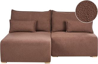 Beliani Sof&aacute; Modular Esquinero De Boucl&eacute; Derecho Con Funci&oacute;n De Cama Y Almacenaje Marr&oacute;n Nerbo