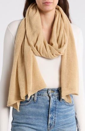 Portolano Lightweight Lambswool Blend Rolled Edge Wrap in Light Camel at Nordstrom Rack