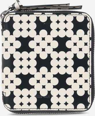 Dries Van Noten Printed Leather Zip Wallet Ecru