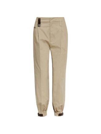 Moschino Dark Leather Strap Relaxed Tapered Cotton Pants