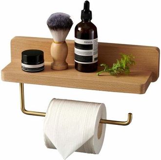 OEM Portarrollos Doble Para Papel Higi&eacute;nico - Madera Maciza De Haya - Montaje En Pared Autoadhesivo - Esquinas Redondeadas - Portarrollos Decorativo Para 