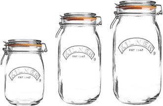 Kilner Kilner Set Of 3 Round Clip Top Jars
