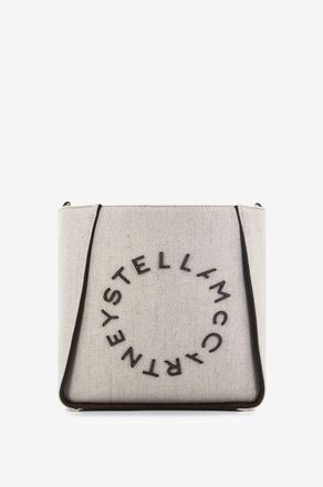 Stella McCartney Umh&auml;ngetasche aus Hanf und veganem Leder STELLA Logo