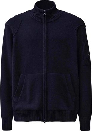 C.P. Company Lambswool Full Zip Sweater - Heren - Vesten - Blauw - 2XL - Wol - Truien & Vesten