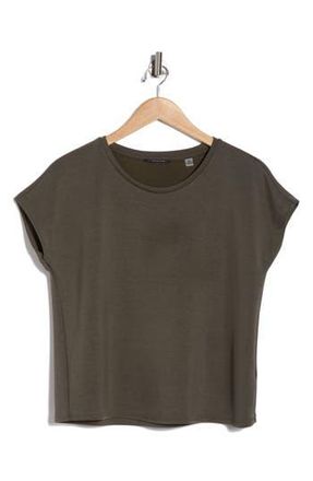 T Tahari Extended Shoulder Crewneck Scuba Knit T-Shirt in Cypress Olive at Nordstrom Rack, Size X-Small
