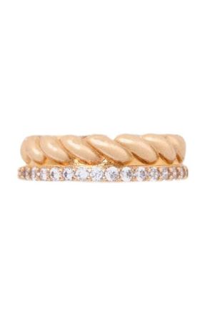Maje Twisted gold rhinestone ring at Nordstrom, Size Medium