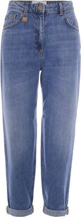 Elisabetta Franchi Blue Straight High Rise Jeans