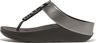 FitFlop Dianette FITFLOP HALO BEAD-CIRCLE METALLIC TOE-POST SANDALS, Damen, Gr. 39, silber (altsilberfarben), Lederimitat, Glitzer, metallic, Schuhe Dianette,