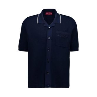 Gucci S/S Polo Viscose - male - Gucci - Short Sleeve Shirts - Blue - XL - Shirts