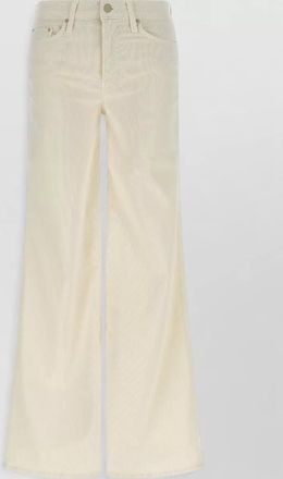 Mother cotton mid-rise corduroy flared wide-leg trousers