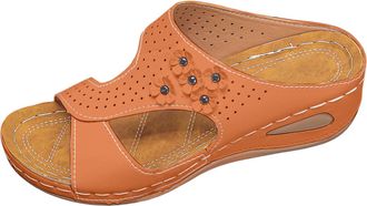 Generic Womens Wedge Heel Sandals Open Toe Sandals Fashion Flower Decoration Bohemian Dress Sandal Lightweight And Comfortable Summer Shoes (Brown, 4.5)