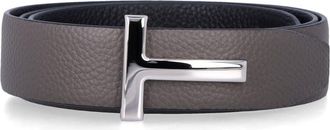 Tom Ford Grey Textured Reversible Belt