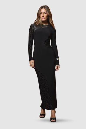 Coast Muse Zebra Mesh Maxi Dress in Black at Nordstrom, Size 10