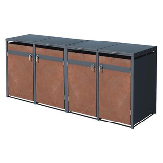 ML Design Cobertizo para 4 cubos de basura 240l antracita de acero acabado &oacute;xido
