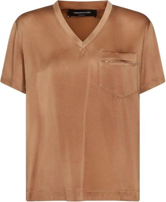 Fabiana Filippi Ever Satin Blouse - Dames - T-shirts - Bruin - S - Satijn - Tops